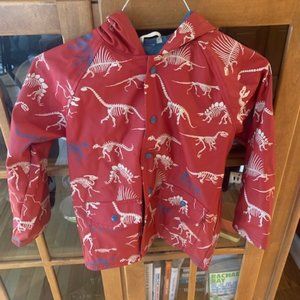 Hatley Red Raincoat Unisex Size 7. Dinosaur Print. Worn a few times